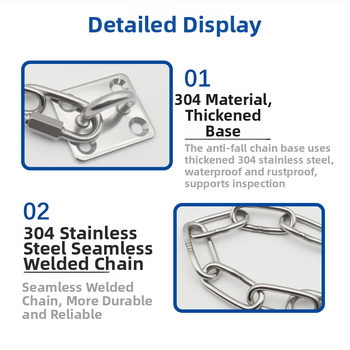 Lanac za sigurnost vrata protiv pada od nehrđajućeg čelika 304, za vrata s podnih opruga i staklena vrata, sigurnosni lanac za kvadratne kapije