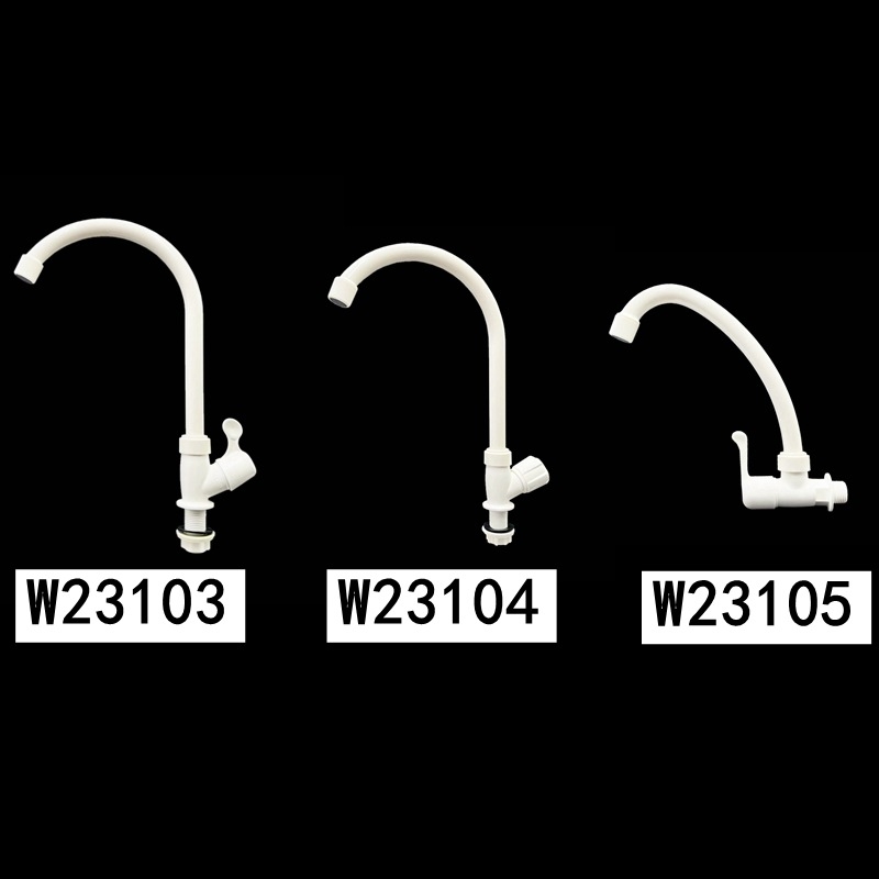Liansu Kuhinjski faucet W23103/W23104/W23105 – Plastika, keramički kartridžni ventil, navojni priključak, otvaranje ključem, 15 mm ulaz/izlaz, 1.0 MPa, 1–45°C