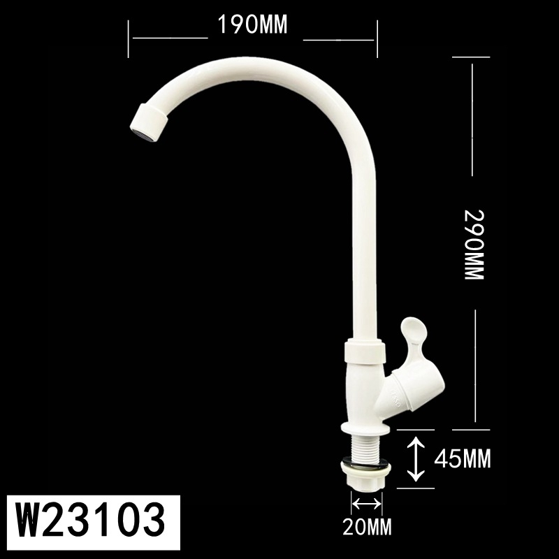 Liansu Kuhinjski faucet W23103/W23104/W23105 – Plastika, keramički kartridžni ventil, navojni priključak, otvaranje ključem, 15 mm ulaz/izlaz, 1.0 MPa, 1–45°C