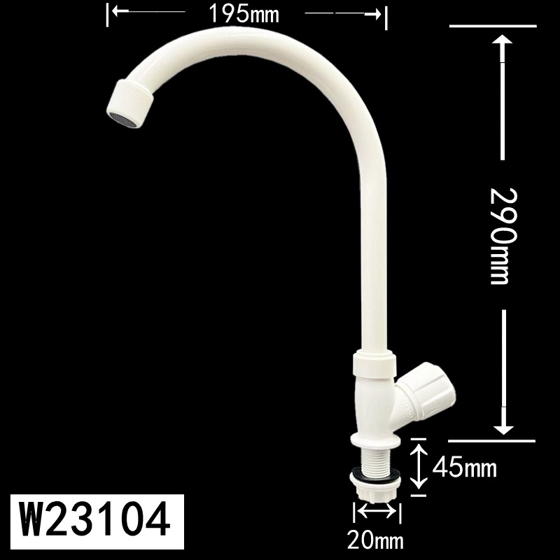 Liansu Kuhinjski faucet W23103/W23104/W23105 – Plastika, keramički kartridžni ventil, navojni priključak, otvaranje ključem, 15 mm ulaz/izlaz, 1.0 MPa, 1–45°C