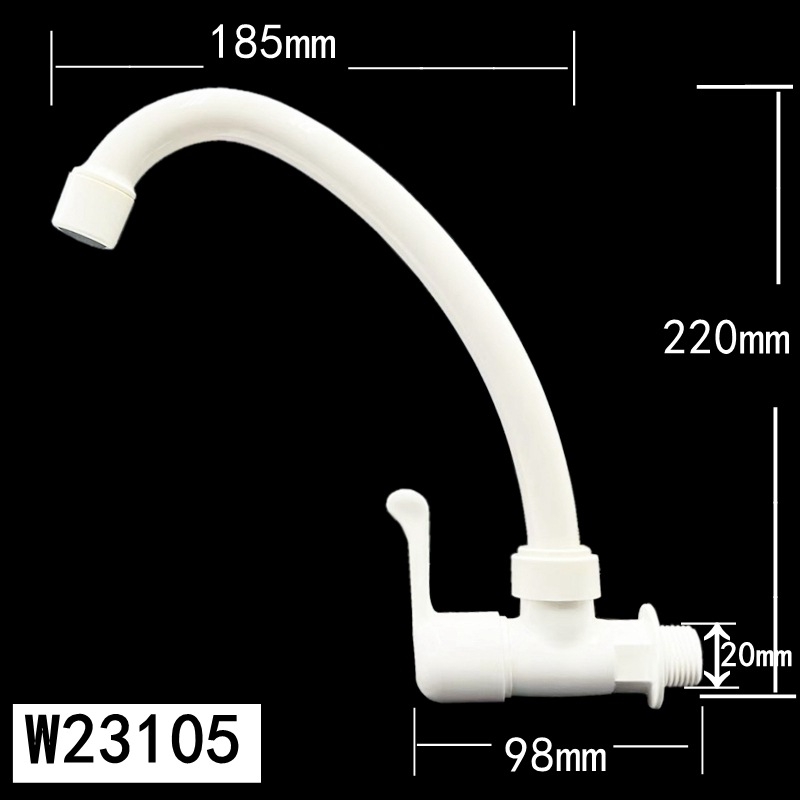 Liansu Kuhinjski faucet W23103/W23104/W23105 – Plastika, keramički kartridžni ventil, navojni priključak, otvaranje ključem, 15 mm ulaz/izlaz, 1.0 MPa, 1–45°C