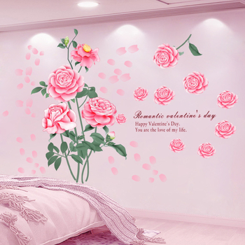 Αδιάβροχο αυτοκόλλητο τοίχου από PVC με μοτίβο τριαντάφυλλο, ένα φύλλο, κατάλληλο για σαλόνι ή υπνοδωμάτιο, μοντέρνος φλατ σχεδιασμός