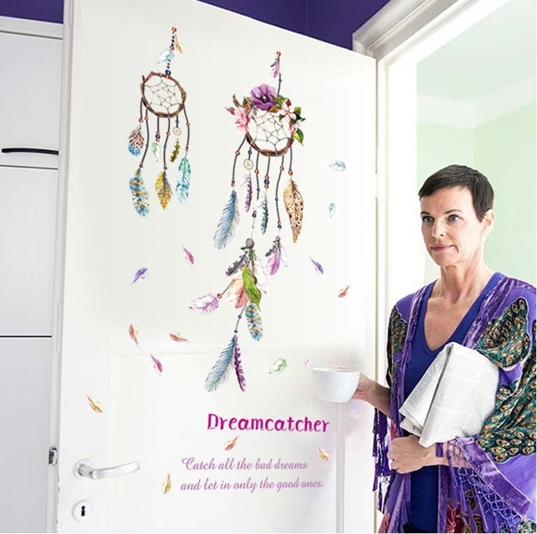 Αυτοκόλλητο τοίχου PVC με μοτίβο φτερού για υπνοδωμάτιο - αδιάβροχο, ανθεκτικό στις λεκέδες, διακοσμητικό