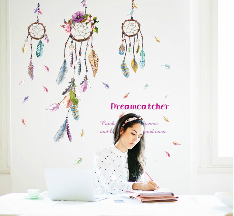 Αυτοκόλλητο τοίχου PVC με μοτίβο φτερού για υπνοδωμάτιο - αδιάβροχο, ανθεκτικό στις λεκέδες, διακοσμητικό