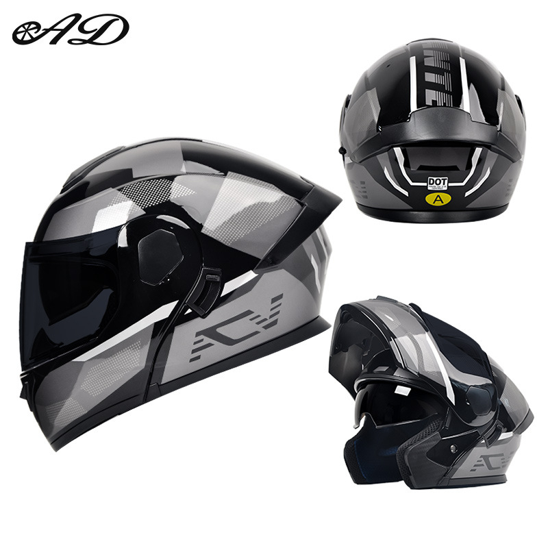 Cască de motocicletă cu față deschisă, lentile duble, DOT și 3C certificate, ABS, pentru toate anotimpurile, unisex