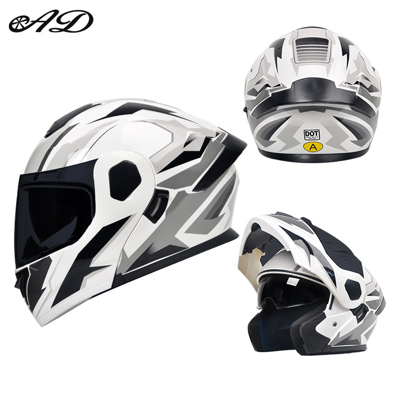 Cască de motocicletă cu față deschisă, lentile duble, DOT și 3C certificate, ABS, pentru toate anotimpurile, unisex