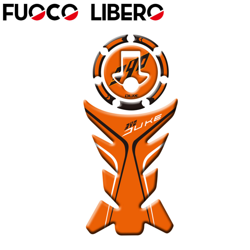 KTM Duke üzemanyag-tank matrica – fishbone design, DUKE125/DUKE200/DUKE390, FUOCO LIBERO, licencelt magáncímke