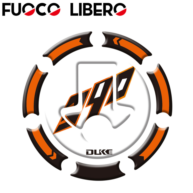 KTM Duke üzemanyag-tank matrica – fishbone design, DUKE125/DUKE200/DUKE390, FUOCO LIBERO, licencelt magáncímke
