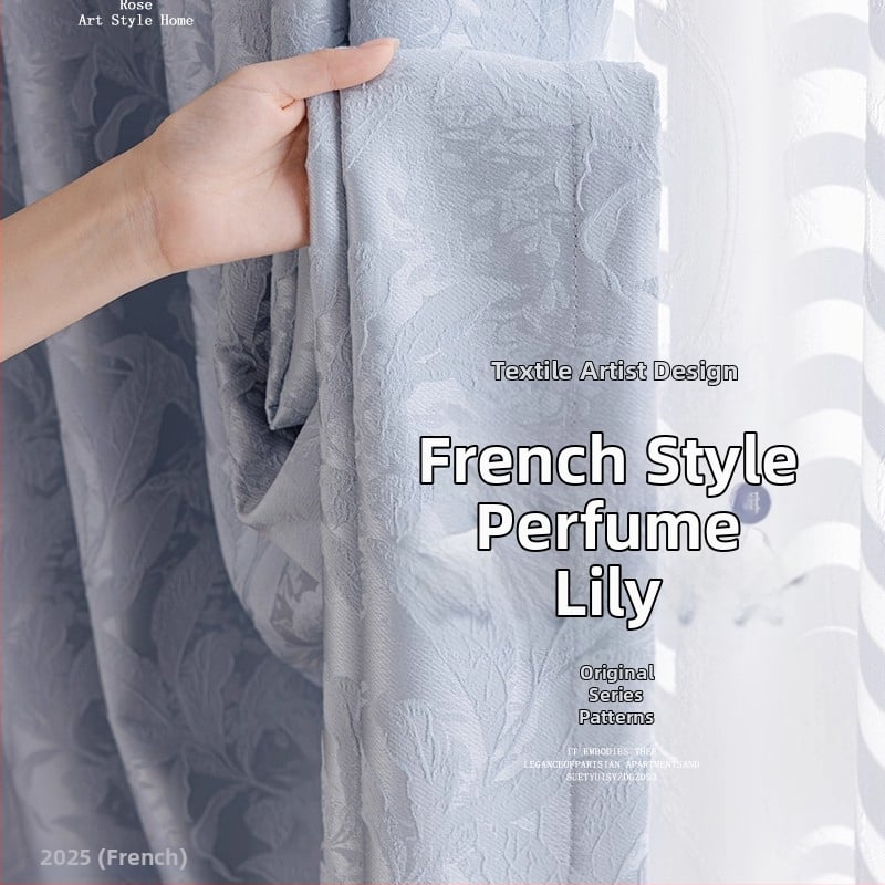 Francia stílusú fényvédő függönyök relif jacquard mintával, poliészter, 70–90% fényblokkolás, nappali és hálószoba számára