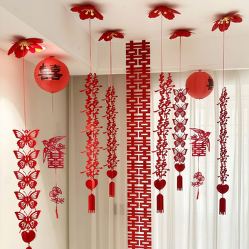 Сватбена таванна украса с надпис за щастие — комплект за окачване, материал хартия, опаковка PP торба, марка Tiantianxifang, за сватба.