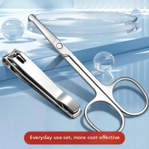 Szemöldök-trimmelő és kozmetikai olló készlet — Biztonságos, karcolásmentes; nőknek és férfiaknak; rozsdamentes acél + PP; Eredet Zhejiang