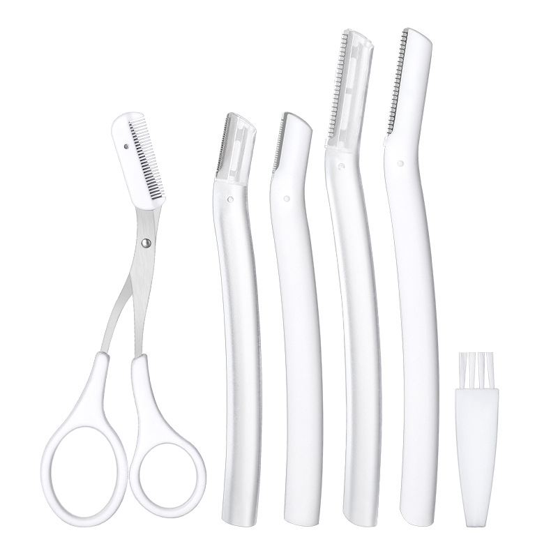 Szemöldök-trimmelő és kozmetikai olló készlet — Biztonságos, karcolásmentes; nőknek és férfiaknak; rozsdamentes acél + PP; Eredet Zhejiang