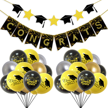 Papírból készült diplomaosztó parti banner – csillagos sapkás girland dekorációhoz