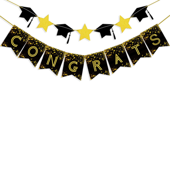 Papírból készült diplomaosztó parti banner – csillagos sapkás girland dekorációhoz