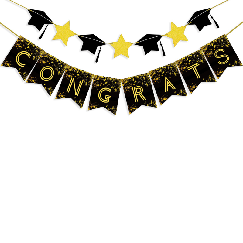 Papírból készült diplomaosztó parti banner – csillagos sapkás girland dekorációhoz