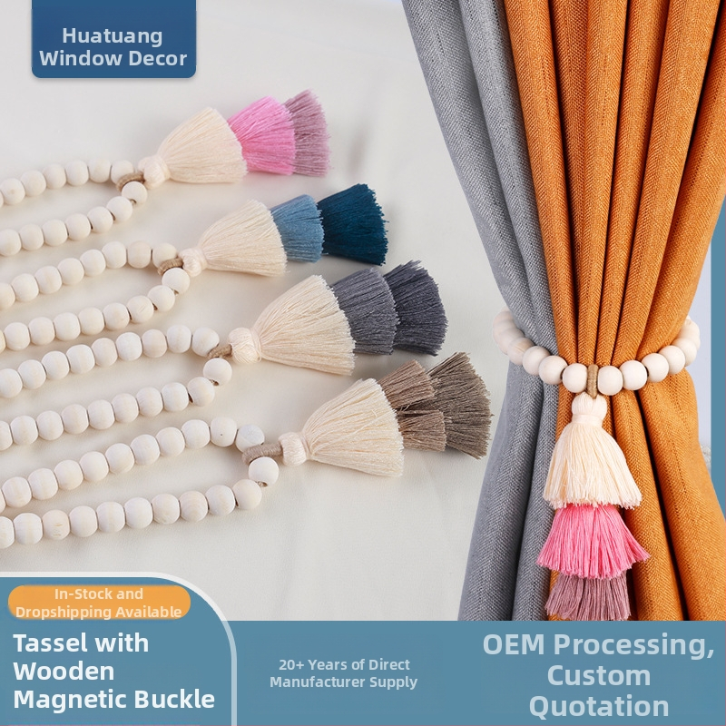 Závesová spona s trojfarebným strapcom, polyesterové vlákna + magnet, prispôsobiteľná, moderný štýl