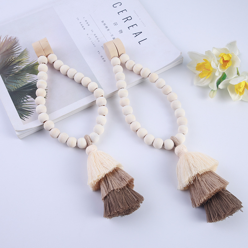 Kopča za zavjese s trobojnim resom, poliester vlakna + magnet, prilagodljivo, moderan stil