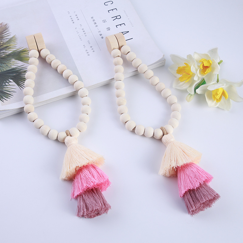 Kopča za zavjese s trobojnim resom, poliester vlakna + magnet, prilagodljivo, moderan stil