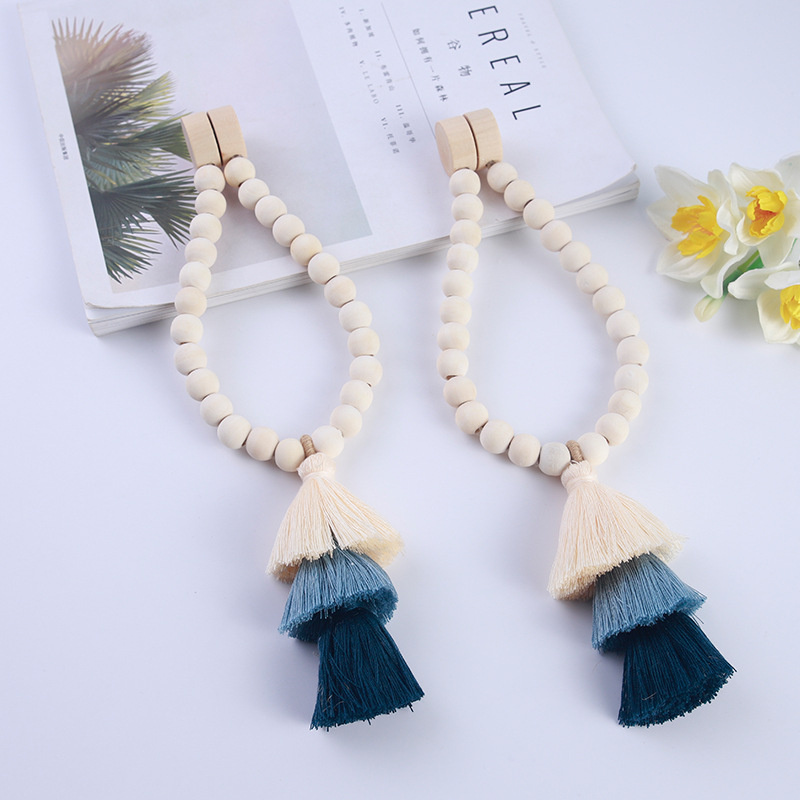 Kopča za zavjese s trobojnim resom, poliester vlakna + magnet, prilagodljivo, moderan stil