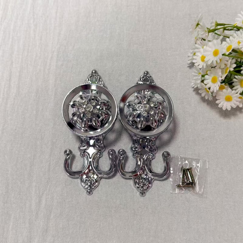 Κούμπωμα τοίχου για κουρτίνες, κράμα ψευδαργύρου, λαμπερός πολυτελής σχεδιασμός, 60 ζεύγη, βίδες περιλαμβάνονται