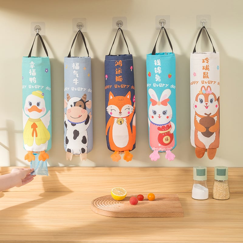 Οργανωτής κρεμαστών σακουλών απορριμμάτων - Κουζίνα, τοίχος, Μεγάλη χωρητικότητα, Καμβάς, Στυλ καρτούν/τρισδιάστατο, Πολλαπλών χρήσεων