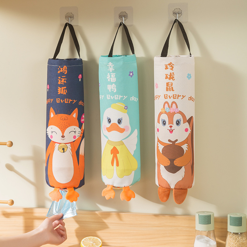 Οργανωτής κρεμαστών σακουλών απορριμμάτων - Κουζίνα, τοίχος, Μεγάλη χωρητικότητα, Καμβάς, Στυλ καρτούν/τρισδιάστατο, Πολλαπλών χρήσεων