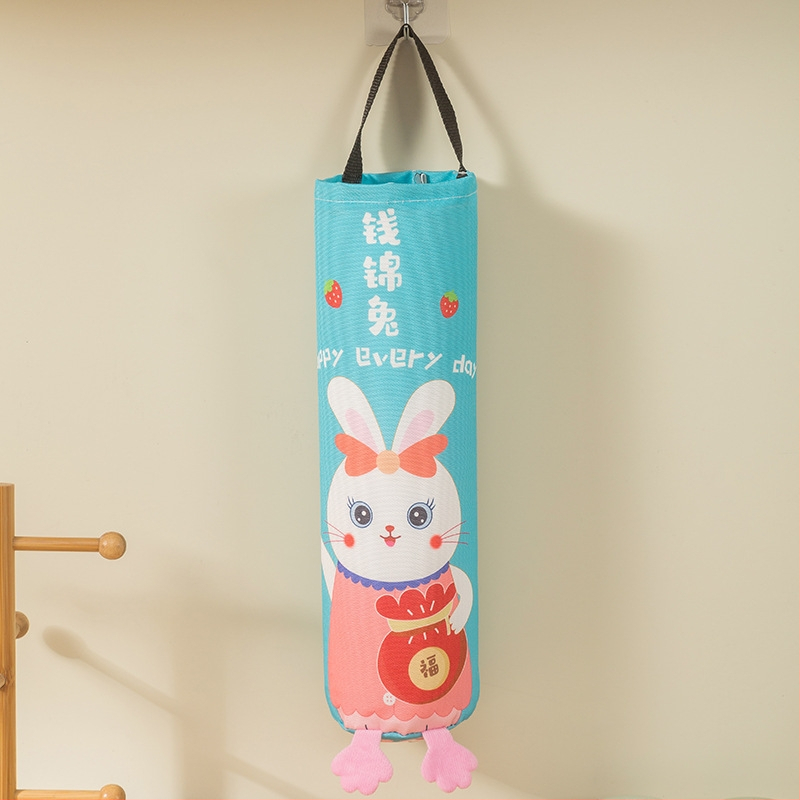 Visiaci organizér na tašky na odpad - kuchynské nástenné skladovanie, veľká kapacita, plátno, karikatúrny/3D štýl, viacúčelový