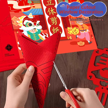 Novoročný DIY papierový výrez do okna pre deti – ručne vyrobené, dvanásť znamení zverokruhu v čínskom štýle