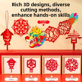 Novoročný DIY papierový výrez do okna pre deti – ručne vyrobené, dvanásť znamení zverokruhu v čínskom štýle