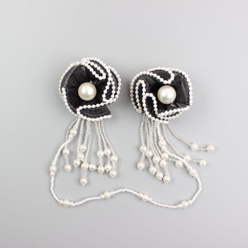 Ukras za zavjese s nizom perli i cvjetnim motivom, poliestersko vlakno, bez prilagodbe, lagani luksuz