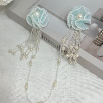 Ukras za zavjese s nizom perli i cvjetnim motivom, poliestersko vlakno, bez prilagodbe, lagani luksuz