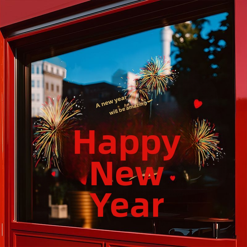 PVC nálepka na okno, dekor bez statickej elektriny pre sklenené dvere a okná, téma Rok Koňa 2026, vhodná ako firemný alebo propagačný dar.