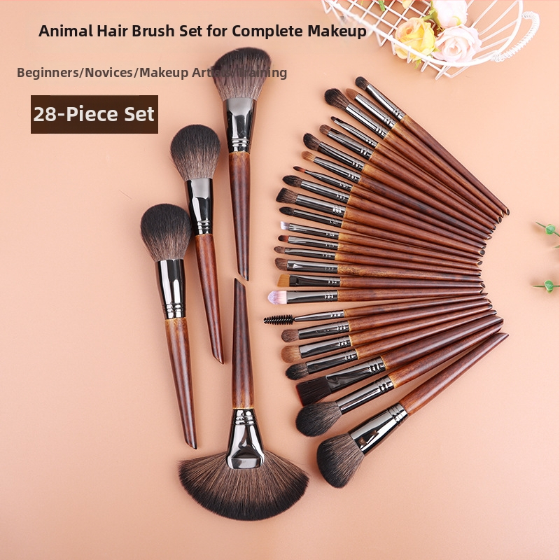 28-dielny set štetcov na make-up, kompletný profesionálny set pre zmiešanú pleť, 3-ročná trvanlivosť
