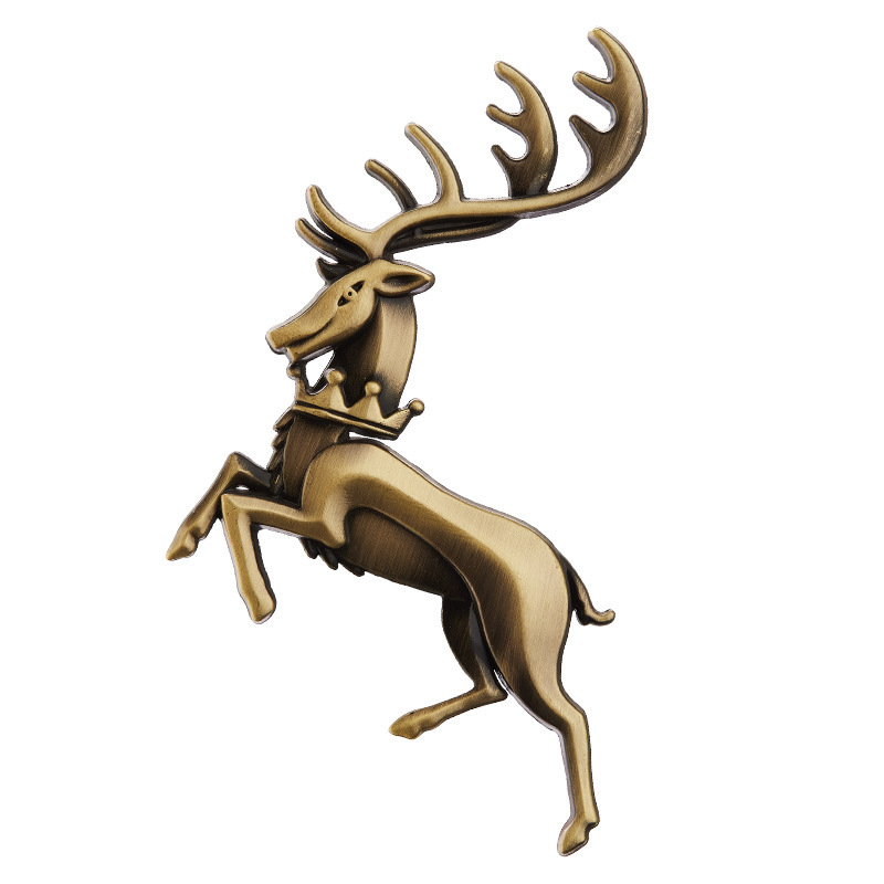 Autó-embléma, anyag: cinköntvény, minta: szarvas, telepítés ragasztóval