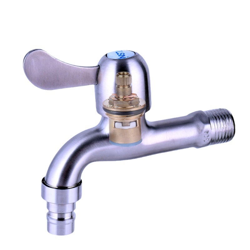 Kran za perilicu rublja od nehrđajućeg čelika, ugradbeni zidni, ulaz 4 točke, keramnički disk ventil, model Tl stainless steel faucet 8675, brušeni završetak