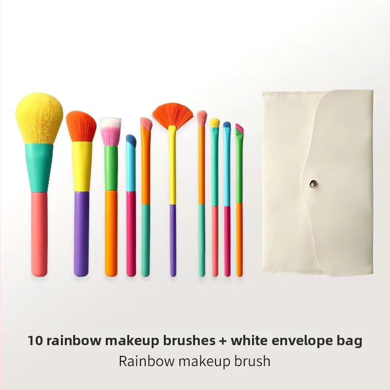 Set makeup četkica, 10 kom, vlakna od sintetičkih vlakana, plastične ručke, u torbici za četkice