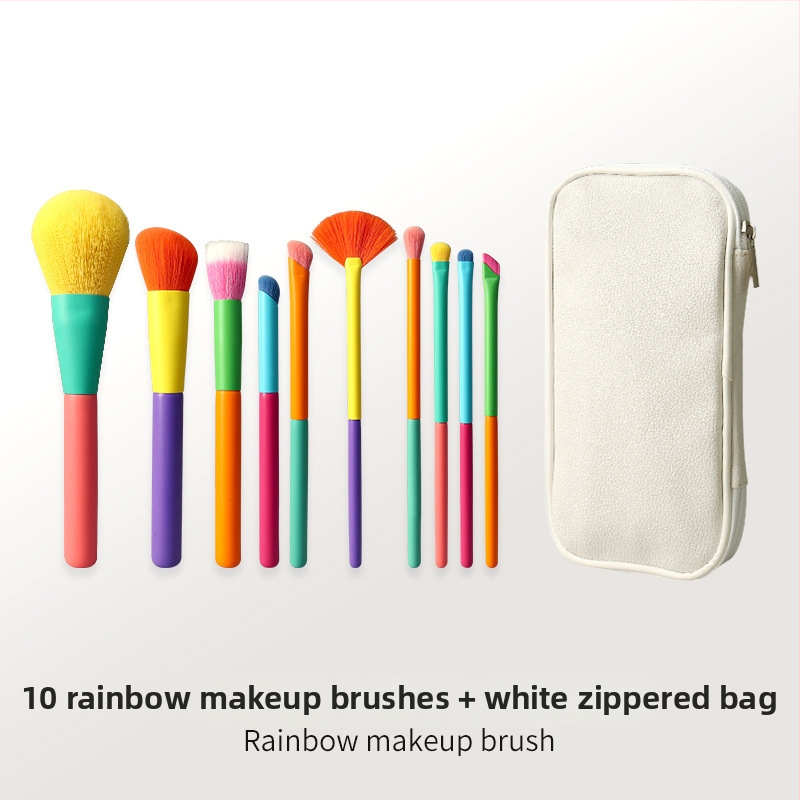 Set makeup četkica, 10 kom, vlakna od sintetičkih vlakana, plastične ručke, u torbici za četkice