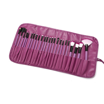 Bőrhatású sminkecsetkészlet, nylon sörtéjű ecsetek, 24–32 darabos, összecsukható táskával