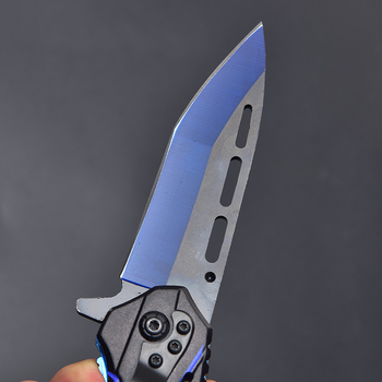 Gyorsnyitású összecsukható kés, rozsdamentes acélból, könnyű kialakítás, ördög mintázat