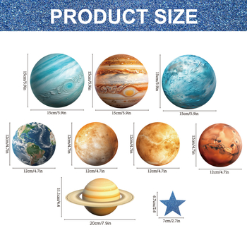 8 бр. планетни подвеси за детска стая – декорация за рожден ден, украшения от хартия на знаменца, опаковка Opp bag