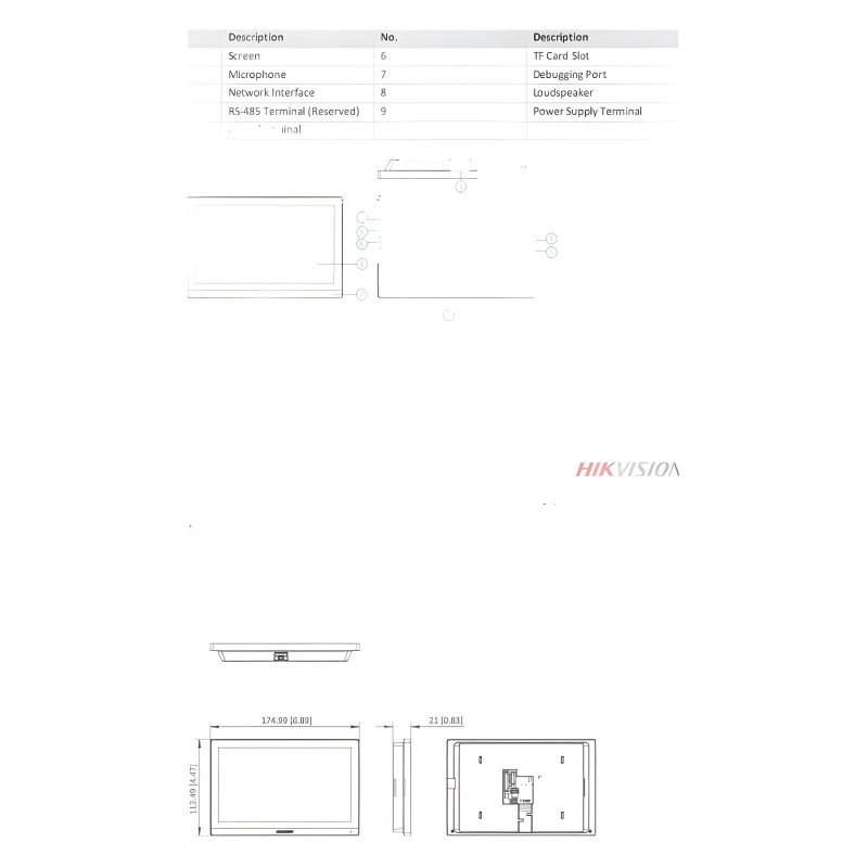 DS-KH6350-WTE1 Stație interioară de videointercom