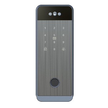 Sistem de blocare inteligent pentru poartă din fier cu recunoaștere facială, amprentă a palmei, amprentă digitală, parolă și deblocare la distanță, cu vizor cat-eye; Scanare amprentă 0,1 s, 100 de amprente stocate, peste 100000 de deblocări, -20°C până la 