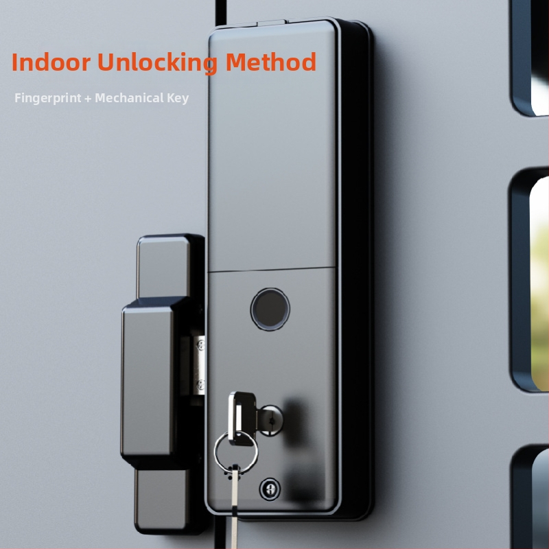 Inteligentný zámok pre železné brány s rozpoznávaním tváre, dlaňovým odtlačkom, odtlačkom prsta, heslom a diaľkovým odomknutím, s viditeľným mačacím okom; skenovanie odtlačku 0,1 s, 100 odtlačkov uložených, 100000+ cyklov odomknutia, -20°C až 70°C, vlhkosť