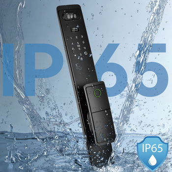 Încuietoare inteligentă pentru ușă, impermeabilă, cu recunoaștere prin amprentă, venele palmei și fața (stocare amprente: 50; peste 100000 de deblocări; -25°C to 60°C; umiditate relativă 20-95%)