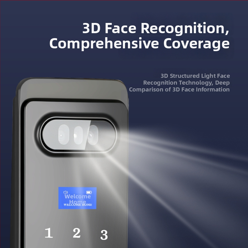 Inteligentná zámka na dvere, vodotesná, s rozpoznávaním podľa odtlačkov, dlane a tváre (50 odtlačkov; 100000+ otvorení; -25°C to 60°C; relatívna vlhkosť 20-95%)