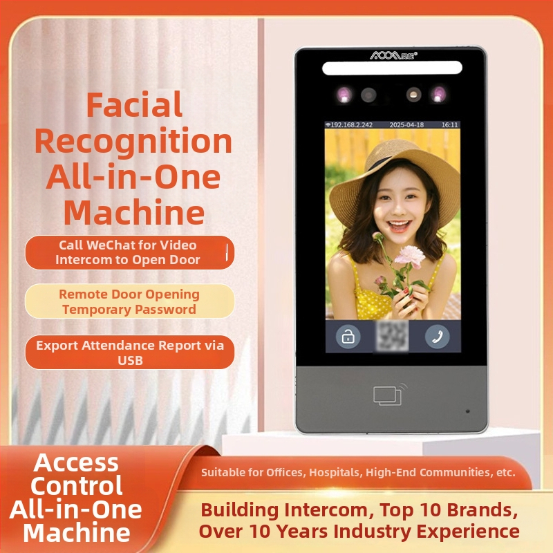 Aosong Aoof002 Integrovaný systém riadenia prístupom s rozpoznávaním tváre a videointerkomom, ukladanie 50, Wi‑Fi interkom, napájanie 24V