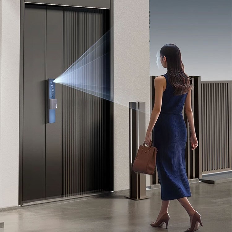 OSPON Os870 Încuietoare inteligentă pentru uși cu recunoaștere facială și amprentă – acces multiplu: față, amprentă, parolă, card, aplicație, cheie; stocare 100 de amprente; >10.000.000 de deblocări; scanare <0,5 s; temperatură de funcționare -25°C până la