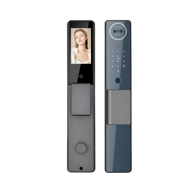 OSPON Os870 Încuietoare inteligentă pentru uși cu recunoaștere facială și amprentă – acces multiplu: față, amprentă, parolă, card, aplicație, cheie; stocare 100 de amprente; >10.000.000 de deblocări; scanare <0,5 s; temperatură de funcționare -25°C până la