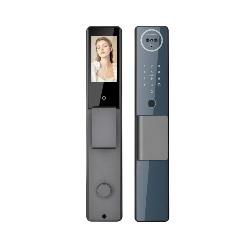 OSPON Os870 Încuietoare inteligentă pentru uși cu recunoaștere facială și amprentă – acces multiplu: față, amprentă, parolă, card, aplicație, cheie; stocare 100 de amprente; >10.000.000 de deblocări; scanare <0,5 s; temperatură de funcționare -25°C până la