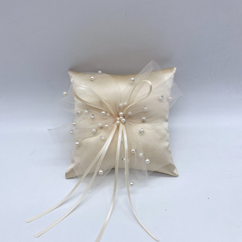 Възглавничка за пръстени с европейска дантела и перли (Марка: Rain Leaf; Опаковка: PP пакет; За сватби)